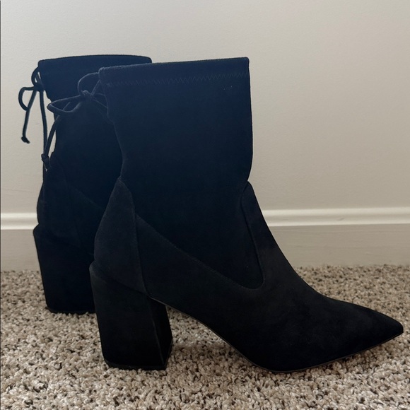 NWT Stuart Weitzman Avenue 85 City Block Booties Suede Size 11.5 Black - Picture 9 of 14